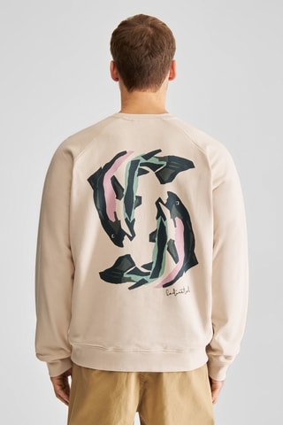 Sweat regular en coton biologique - Écru