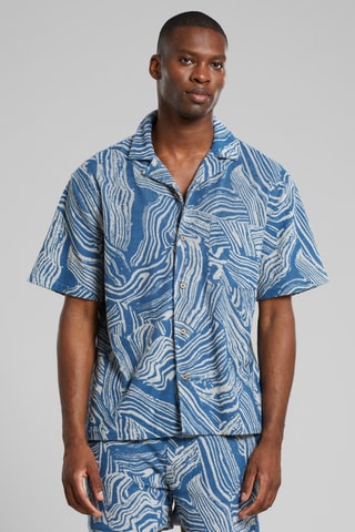 Camisa relaxed em algodão biológico - Azul