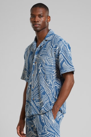 Camisa relaxed em algodão biológico - Azul