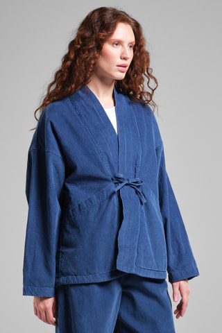 Casaco em algodão biológico - Azul-marinho