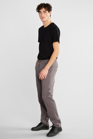 Calças chino em algodão biológico - Cinzento