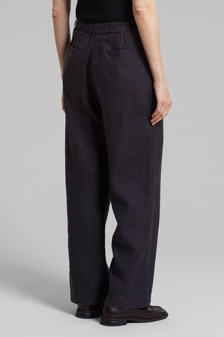 Calças cintura subida em linho - Preto