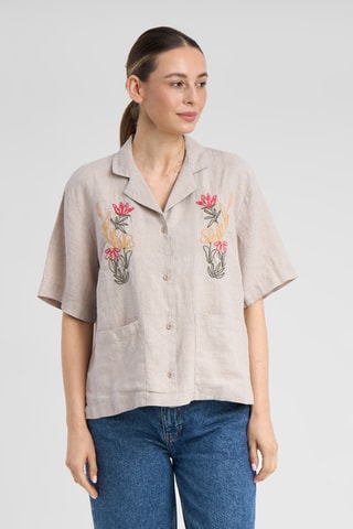 Camisa loose em linho - Cru