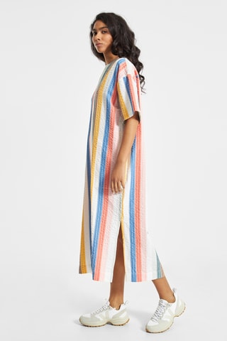 Vestido direito em algodão biológico - Multicor