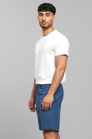 Calções relaxed em algodão biológico - Azul-marinho