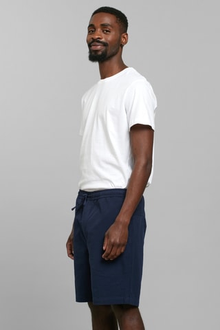 Calções relaxed em algodão biológico - Azul-marinho