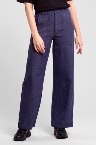 Calças em algodão biológico - Azul-marinho