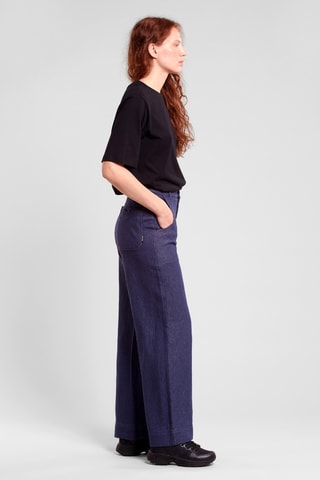 Calças em algodão biológico - Azul-marinho