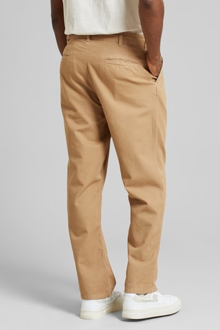 Calças direitas em algodão biológico - Bege