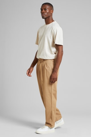 Calças direitas em algodão biológico - Bege
