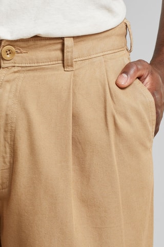 Calças direitas em algodão biológico - Bege