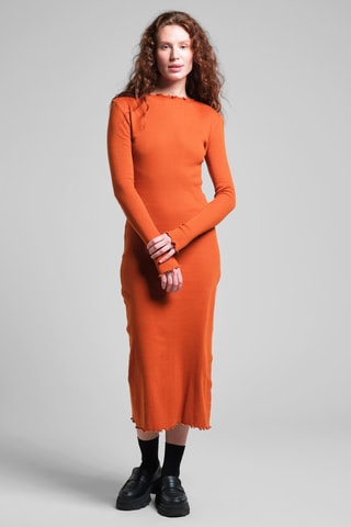 Vestido-camisola em algodão biológico - Laranja