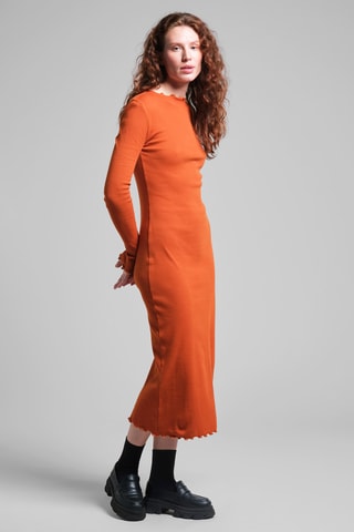 Vestido-camisola em algodão biológico - Laranja