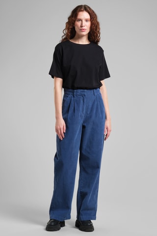 Calças em algodão biológico - Azul-marinho