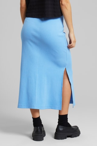 Saia direita midi em algodão biológico - Azul