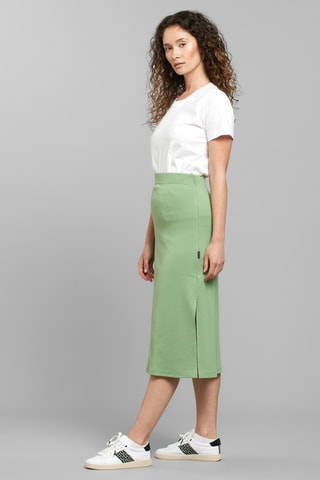 Saia midi cintura subida algodão biológico - Verde