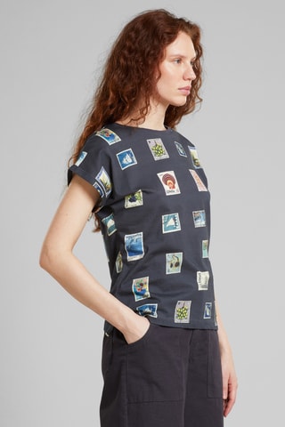 T-shirt slim em algodão biológico - Cinzento-escuro