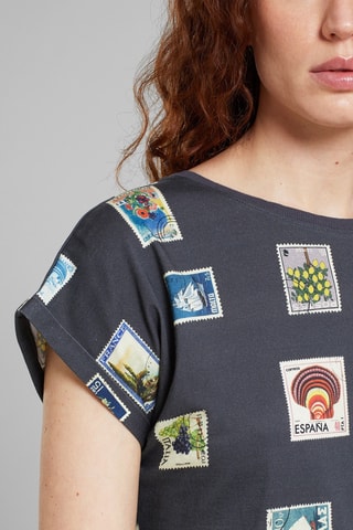 T-shirt slim em algodão biológico - Cinzento-escuro