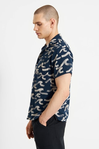 Camisa relaxed em algodão biológico - Azul-marinho