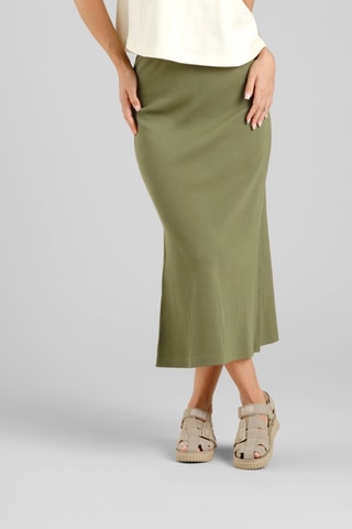 Saia direita comprida em algodão biológico - Caqui
