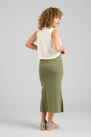 Saia direita comprida em algodão biológico - Caqui