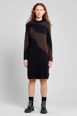 Vestido-camisola regular em algodão biológico - Preto e castanho