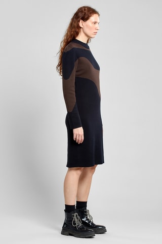 Vestido-camisola regular em algodão biológico - Preto e castanho