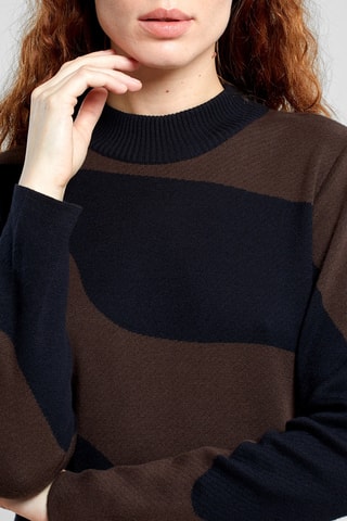 Vestido-camisola regular em algodão biológico - Preto e castanho