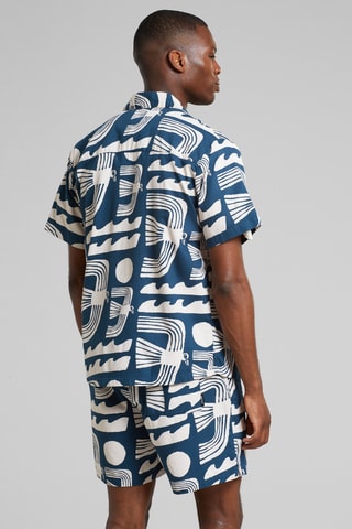 Calções loose em algodão biológico - Azul-pato