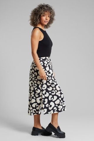 Saia midi cintura subida - Preto
