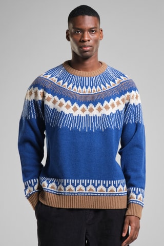 Camisola regular em lã - Azul-escuro