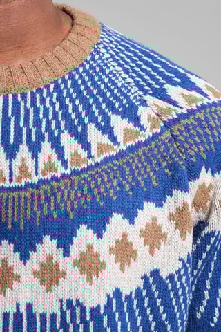 Camisola regular em lã - Azul-escuro