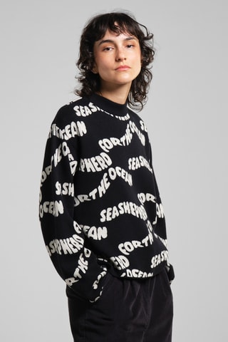 Camisola relaxed em algodão biológico - Preto