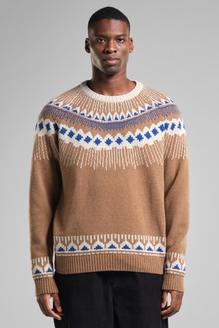 Camisola regular em lã - Camel