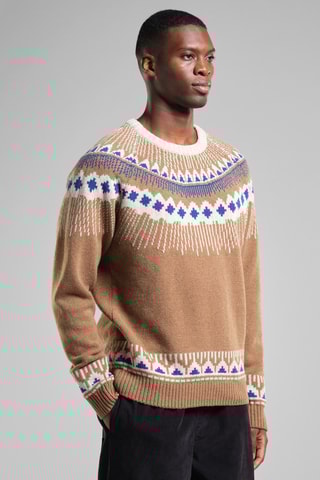 Camisola regular em lã - Camel