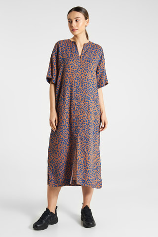 Vestido direito relaxed - Camel e azul