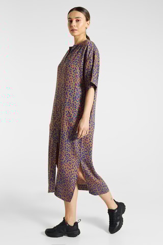 Vestido direito relaxed - Camel e azul