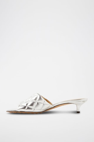 Sandalias de piel de tacón  -  Bottega Veneta - Plateado
