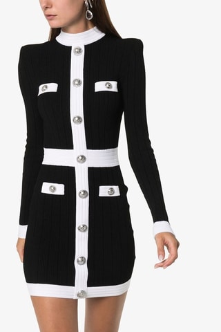 Vestido de tubo  -  Balmain - Negro y blanco