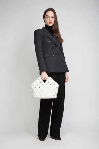 Bolso de piel bovina y piel de cordero V Point  -  Bottega Veneta - Blanco y dorado