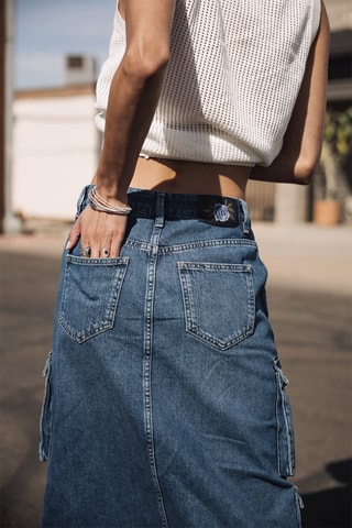 Jupe midi en jean - Bleu