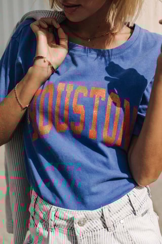 T-shirt Suria Print Houston - Bleu