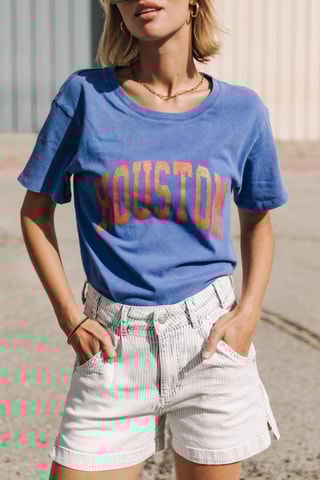 T-shirt Suria Print Houston - Bleu