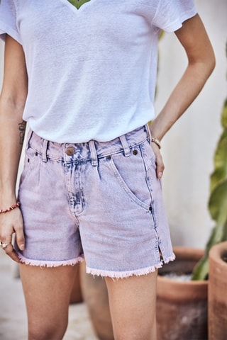 Short en jean Jade Denim - Blanc et bleu