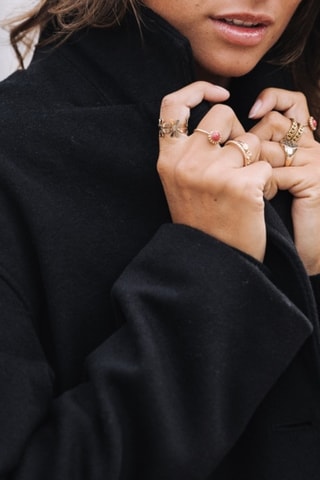 Manteau en laine Mabella Plain Color - Noir