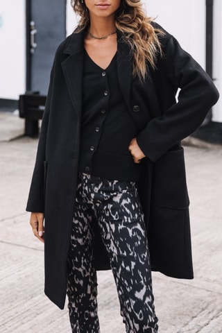 Manteau en laine Mabella Plain Color - Noir