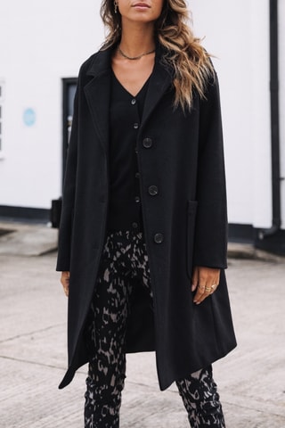 Manteau en laine Mabella Plain Color - Noir