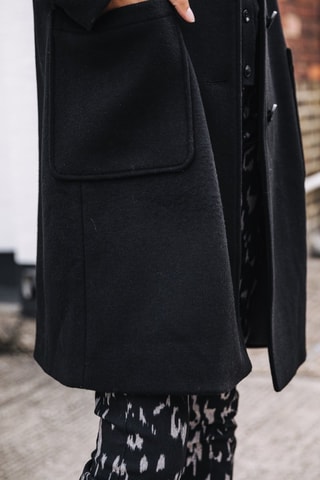 Manteau en laine Mabella Plain Color - Noir