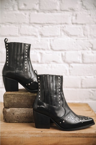 Bottines en cuir Teresa Pine Studs - Noir