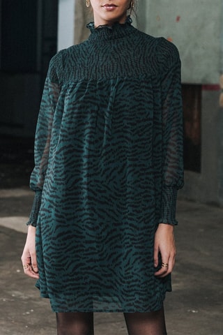 Robe dte  pétrole - Noir et bleu